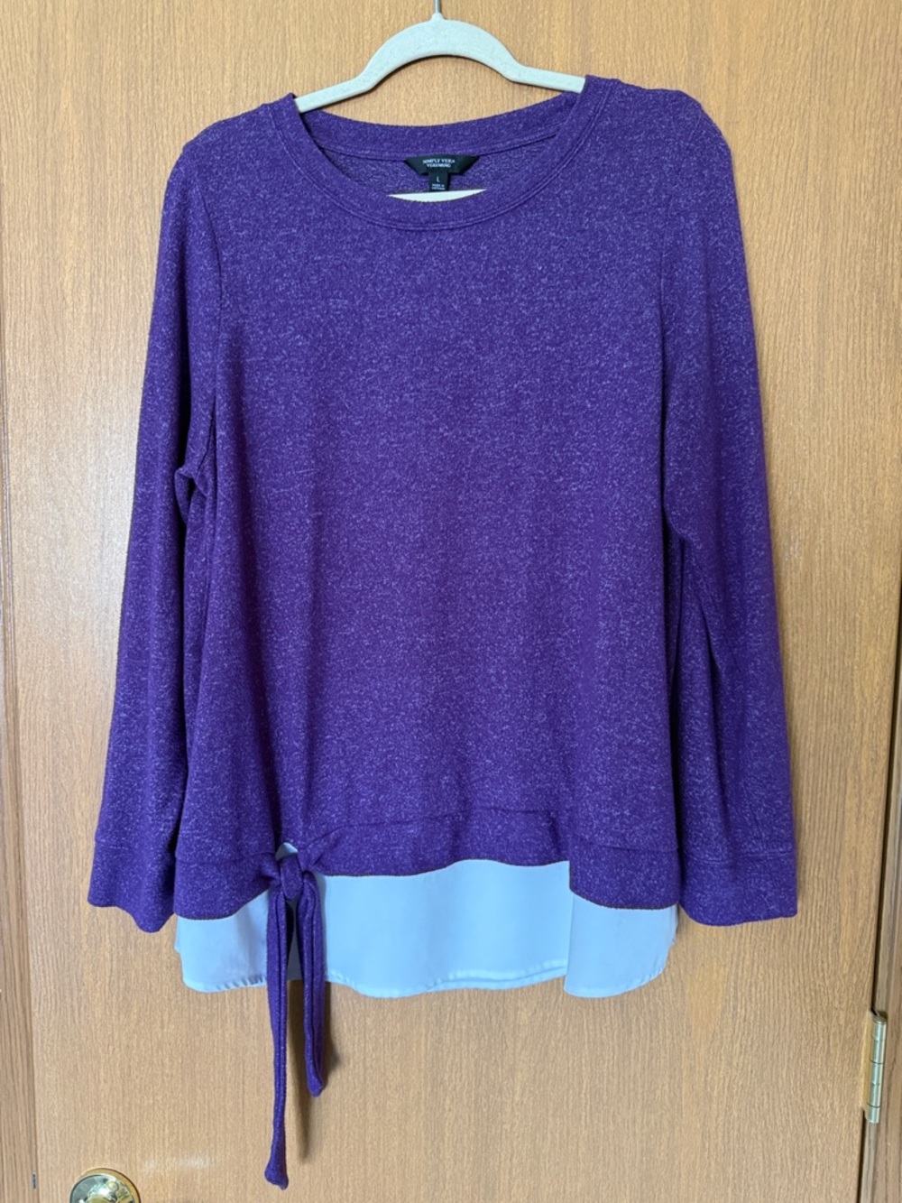 Simply Vera Vera Wang Purple Layered‑Hem Pullover – Size Large